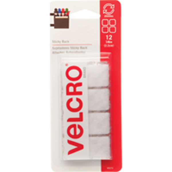 VELCRO USA INC 90073 Square 7/8 In Fastener Rubber Adhesive White