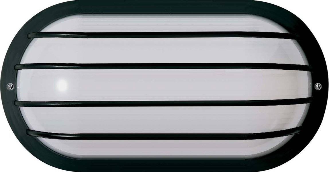 Satco SF77-857 Oval Cage Outdoor Wall Light 1-Lt 60 Watts Polysynthetic Body Lens Black
