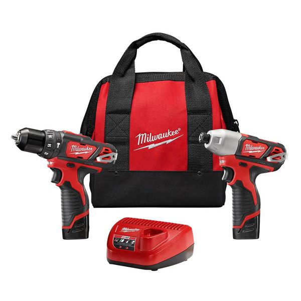 Milwaukee 2497-22 M12 Combo Kit 2-Tool 12V Cordless Drill and Impact with Compact Battery
