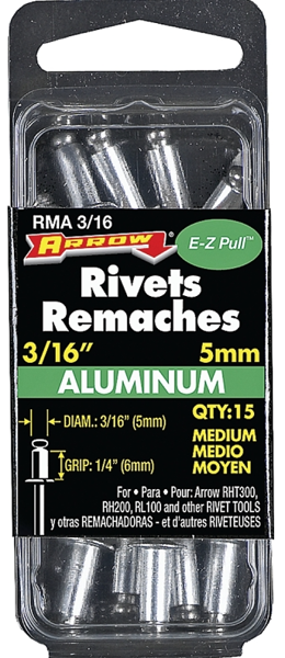 Arrow Fastener Co RMA3/16 Pop Rivet 1/4 In Medium Aluminum 15 Pack