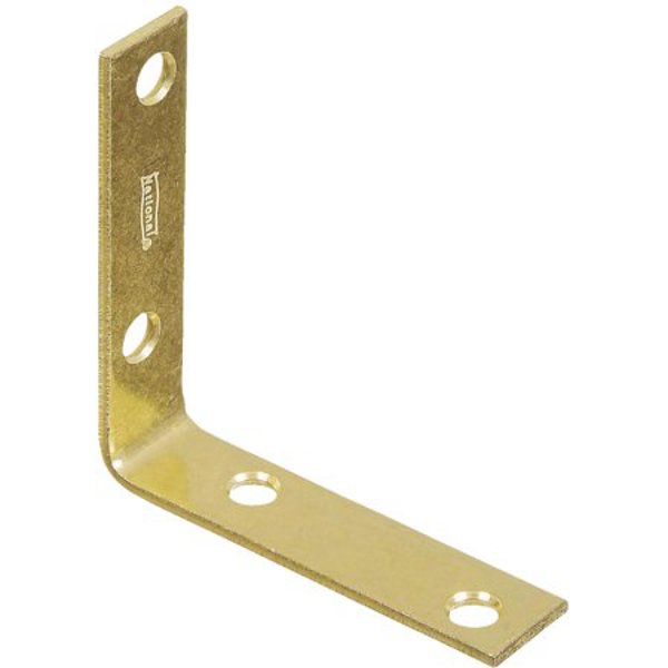 National Hardware N190-850 Corner Brace 3X3/4X3 Steel Brass