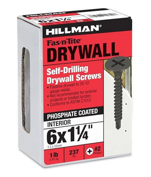 Hillman Group 47112 Fine Drywall Screw 6x1-1/4 In Self-Drilling Phillips Drive