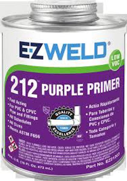 EZ WELD EZ31202N PVC Primer 1/2 Pint for Pipes and Fitting Purple