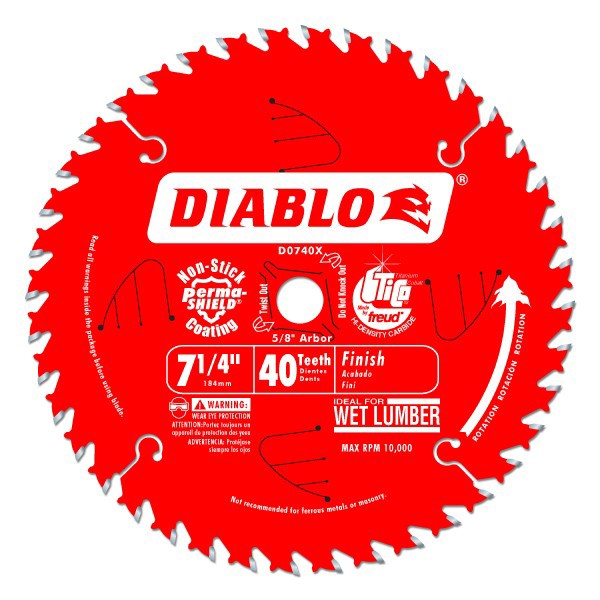 Diablo D0740X Circular Saw Blade 7-1/4 In 40 Tooth Carbide Cutting Edge