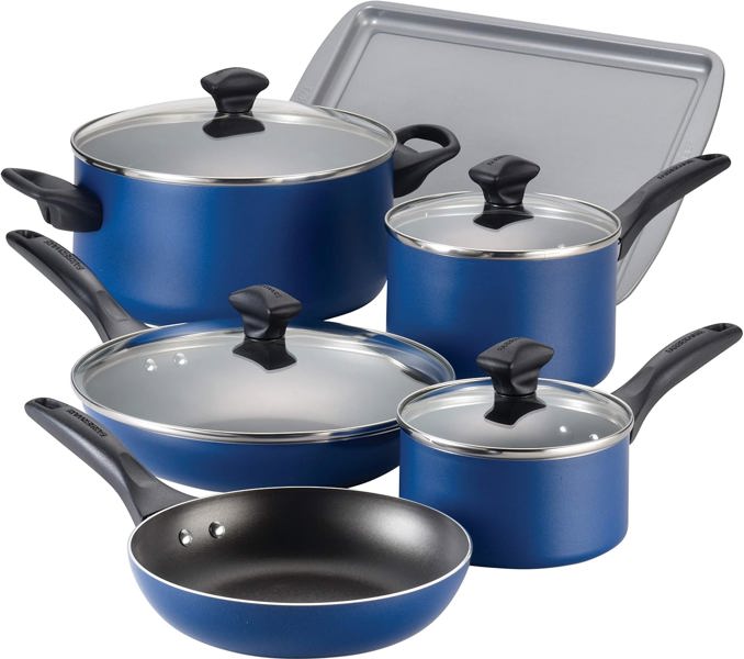 Farberware 21891 Cookware Set 15 Piece Dishwasher Safe Blue