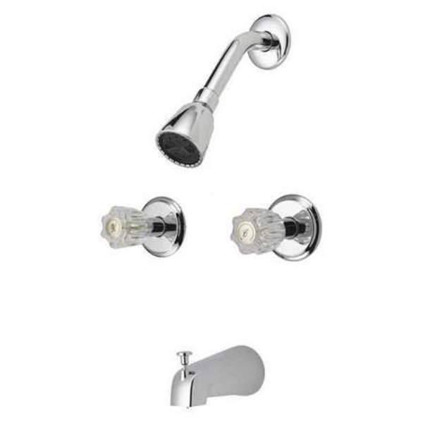 B&K Faucets 222-212 Tub Shower Faucet Chrome Finish with Two Acrylic Handles