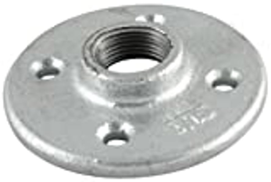 B&K Industries 511-603HN Floor Flange 1/2 In x 3 In Galvanized Pipe Malleable FIP 4-Bolt Hole