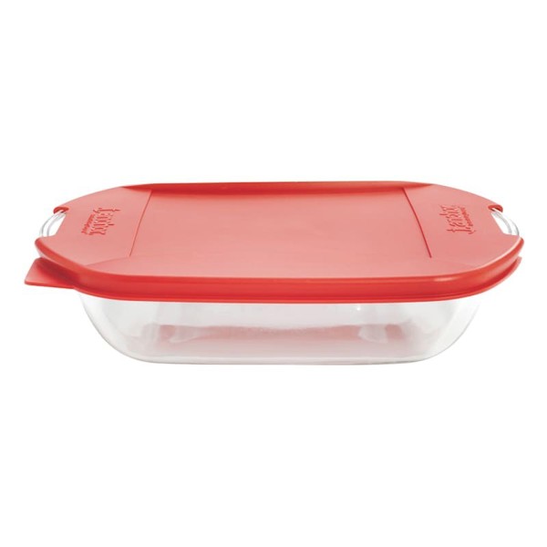 Anchor Hocking 91819AHG17 Square Cake Pan 8 In X 8 In Red with Cherry Embrace Lid