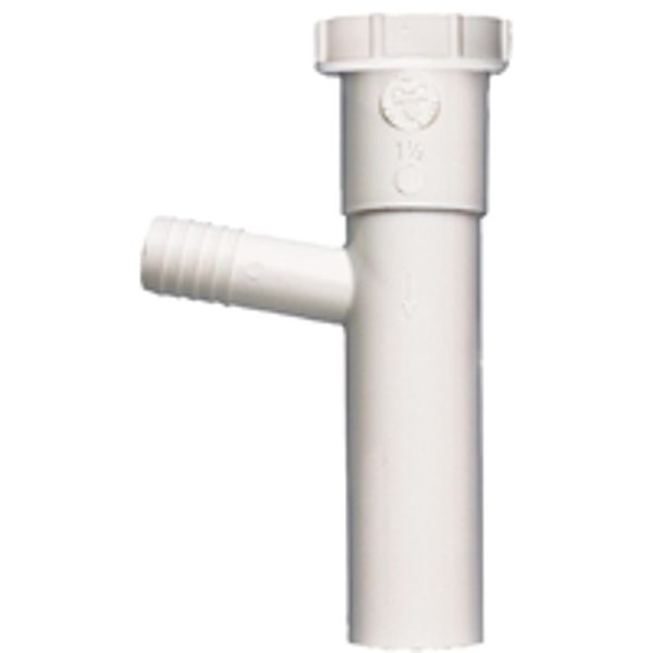 Plumb Pak PP66-14W Dishwasher Tailpiece 1-1/2 In 8 In Length Slip Joint 3/4 In Branch Plastic