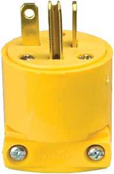 EATON-COOPER WIRING 4509-BOX Grounded Plug 20 Amp 2-Pole 3-Wire Yellow