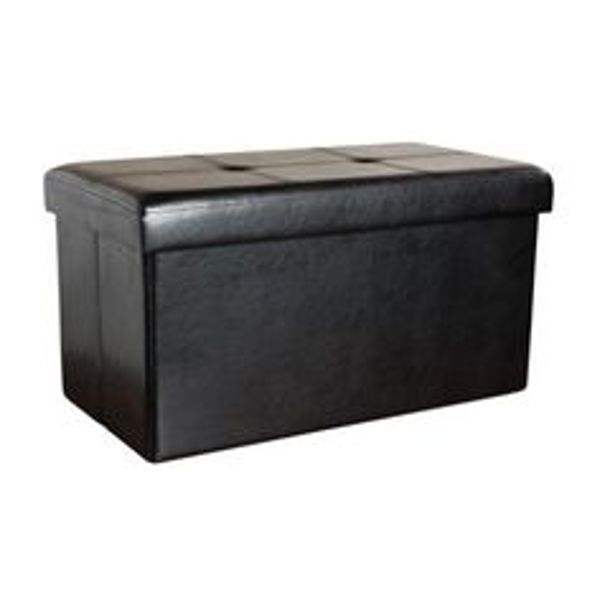 Kennedy International F 0630 Folding Ottoman Double Black Fabric Stylish and Functional Storage Solution