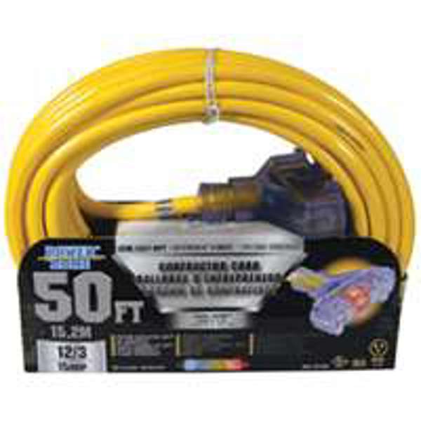 POWERZONE ORP611830 Triple Tap Contractor Cord 50 Ft 12/3