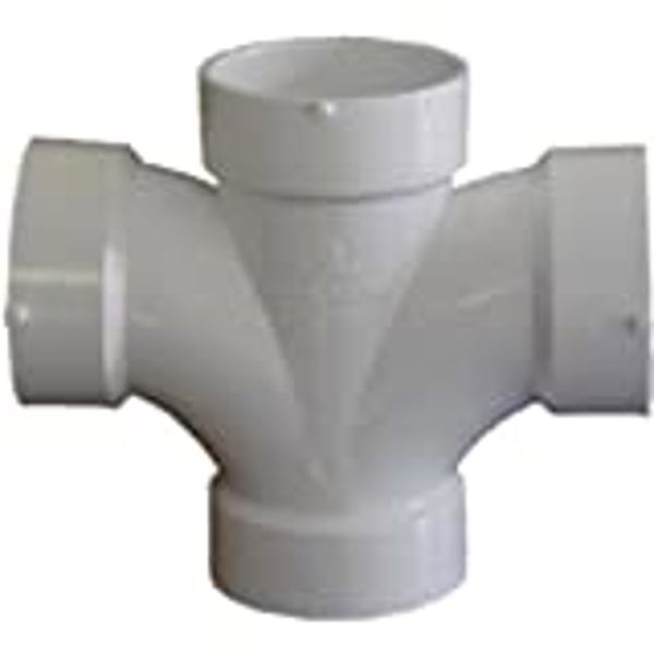Genova Products 73540 DWV Double Hub PVC Tee 4x4x4x4 Schedule 40