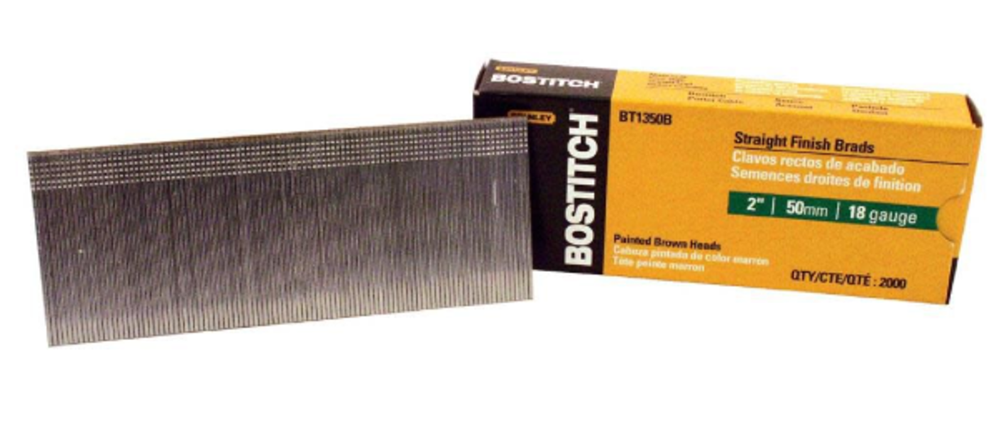 STANLEY-BOSTITCH BT1350B-1M Stick Brad Nail 2 In 18GA Collated Steel 2000 Per Box
