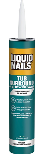 Liquid Nails LN-715 Tub Wall Adhesive 10 Oz White Surround and Shower