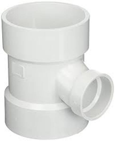 IPEX USA LLC-CANPLAS 71142 Reducing Sanitary Tee PVC DWV 4 X 4 X 2 Schedule 40 Red