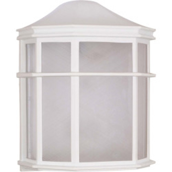 Satco 60-537 Wall Lantern 1 Light Outdoor White Finish Cast Caged with Acrylic Lens