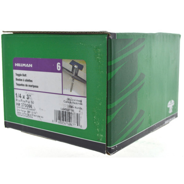 Hillman Group 370066 Heavy Duty Toggle Bolt 1/4x3 In Hollow Wall Anchors
