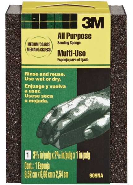 3M 909 Small Area Medium Coarse Wet/Dry Sanding Sponge Aluminum Oxide