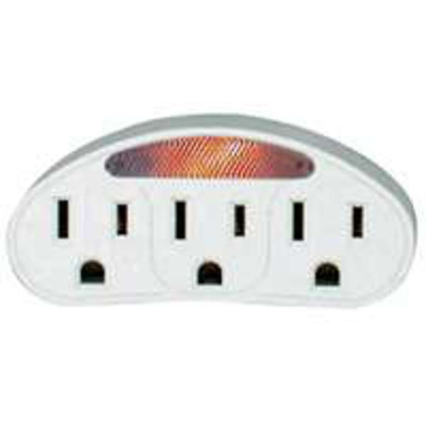 POWERZONE ORADL101 3-Outlet Outlet Tap with Nightlight