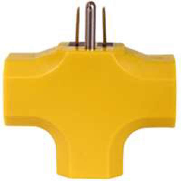 POWERZONE ORAD0200 Grounded Yellow Triple Outlet Tap Yellow