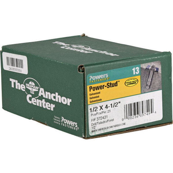 Hillman Group 372431 Galvanized Wedge Anchor Power Stud 1/2 In x 4 In