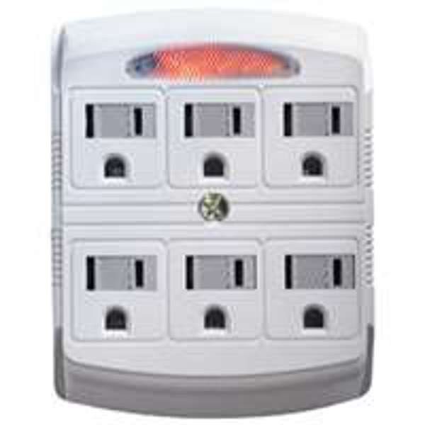 POWERZONE OR801105 Outlet Tap Grounded 125V 15Amp 6-Outlet White