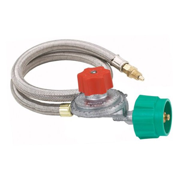 Bayou Classic M5HPR Hose and Regulator 36 Inch 5 PSI Adjustable High Pressure 1/8 Inch Stainless Braided
