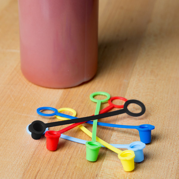 Tablecraft C100TA Assorted Squeeze Bottles with Tethered Caps