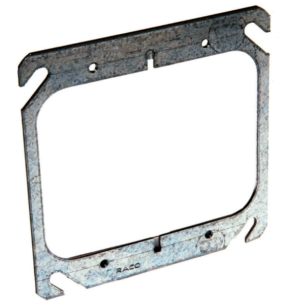 RACO 8791 Mud Ring 2-Gang Flat Steel Gray