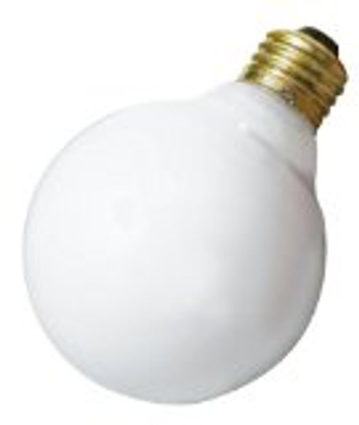 Satco S3440 Light Bulb 25W G25 Gloss White Incandescent 3000 Average Rated Hours 160 Lumens Medium Base