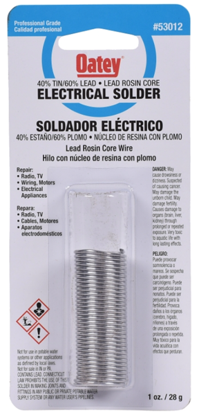 Oatey 53012 Lead Free Solder Wire - 1/2 lb Roll - Ideal for Joining Copper Pipes and Fittings - Melting Point 430°F