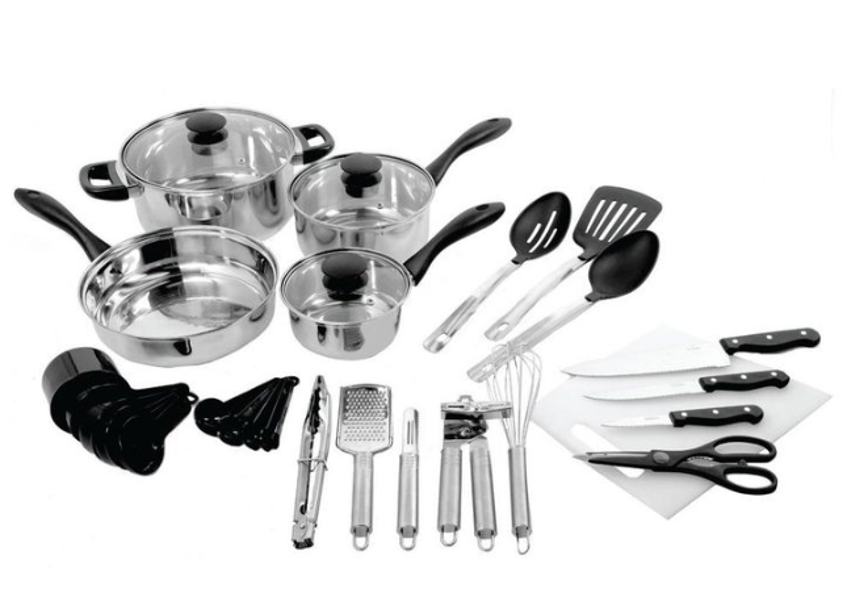 Gibson Overseas Inc 92002.30 Total Kitchen Cookware Set 30 Piece Stainless Steel