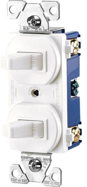 EATON-COOPER WIRING 271W-BOX 15 Amp Toggle Switch 1-Pole 120/277VAC Grounding White