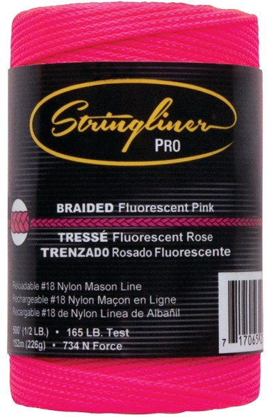 STRINGLINER BY U.S. TAPE CO 35462 Fluorescent Pink Twine 500 Ft 165 Lb Nylon No 18