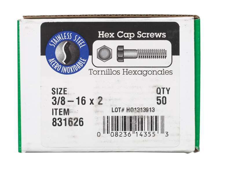 Hillman Group 831626 Hex Cap Screw 3/8-16 X 2 Coarse Thread