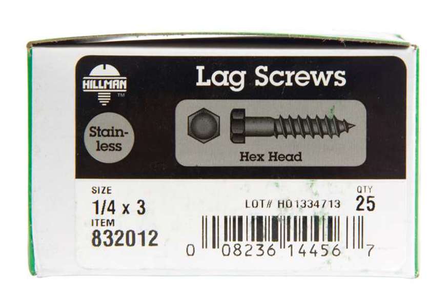 Hillman Group 832012 Hex Lag Screw 1/4 In X 3 In