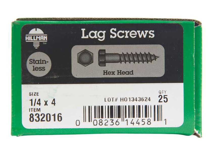 Hillman Group 832016 Hex Lag Screw 1/4 In X 4 In