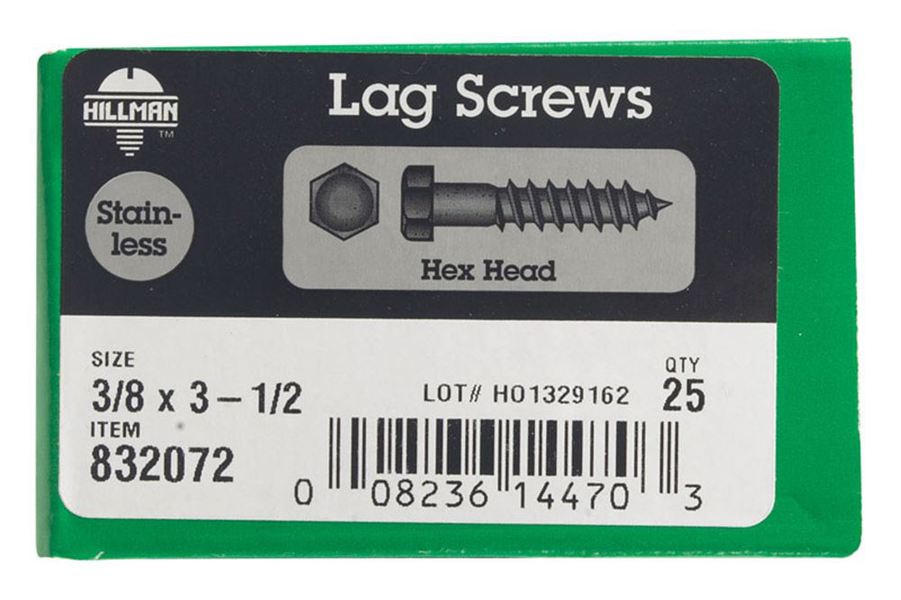 Hillman Group 832072 Hex Lag Screw 3/8 X 3-1/2