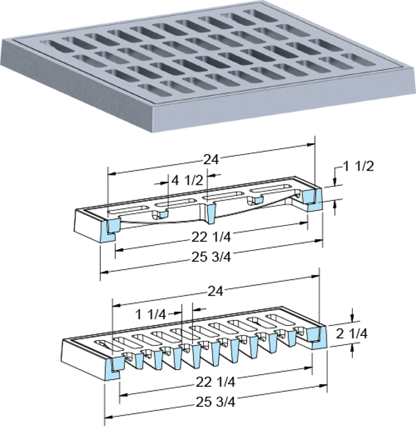 US Foundry 4608-6155 Frame and Grate 24 X 24 Steel