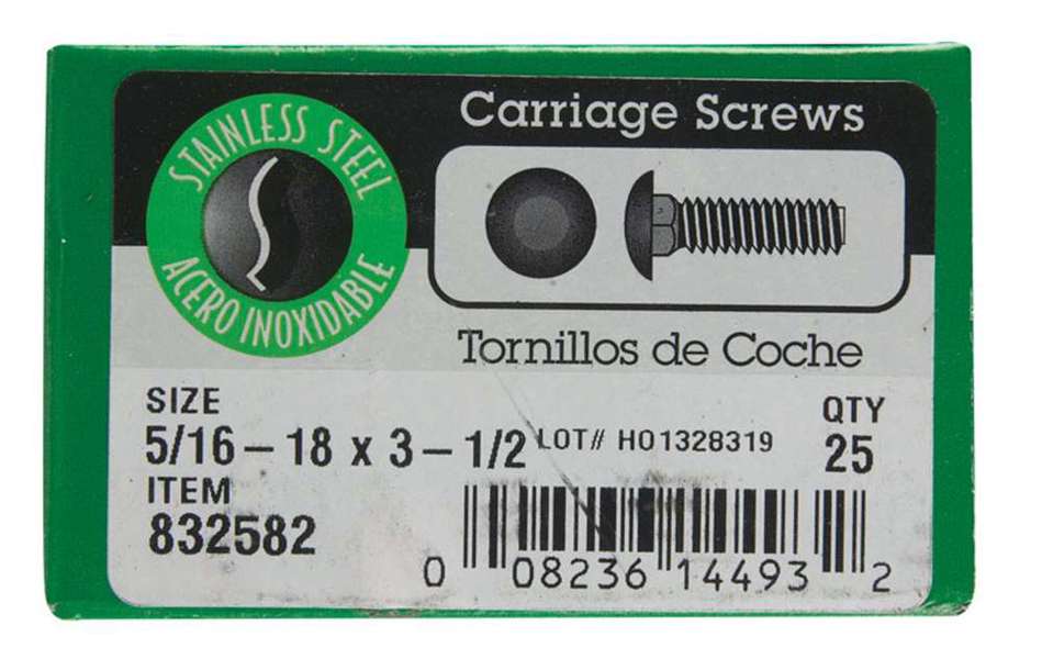 Hillman Group 832582 Carriage Bolt 5/16 In x 3-1/2 In Coarse Thread
