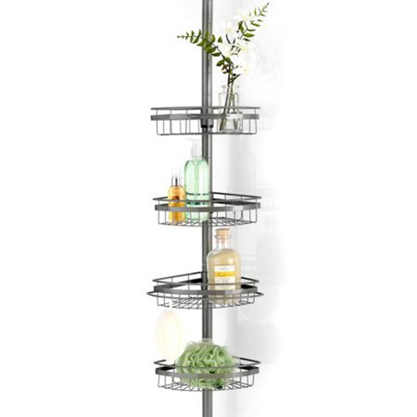 Popular Bath 75653 Caddy Corner 4 Tier Chrome Bathroom Organizer Clear Chrome Durable Design