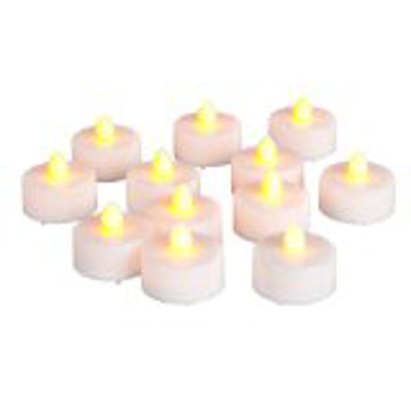 Gerson Company 25202 Tealight Candles 12 Pack LED Battery-Operated 1.5 In Everlasting Flames with Soft Flicker