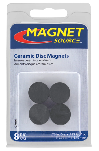 Master Magnetics Magnet Disc 8 Pc 3/4 X 3/16 Ceramic