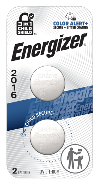 Energizer Battery 2016BP-2 Coin Cell Battery 2 Pack 3V 100mAh Lithium Manganese Dioxide