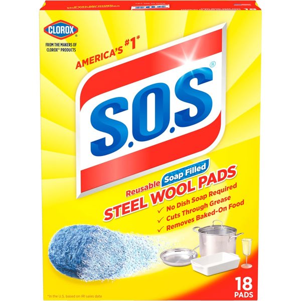 Spectrum 98018 SOS Soap Pads 18 Count Steel Wool Cleaning Pads