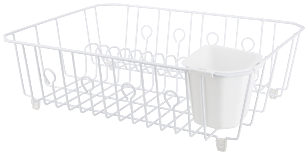Mintcraft JI-25W-3L Dish Drainer Clear Plastic with Black and White Color Features