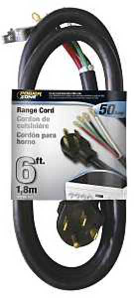 POWERZONE ORR628206 Range Cord 6 Ft 50A 250V 6/2 and 8/2 Black