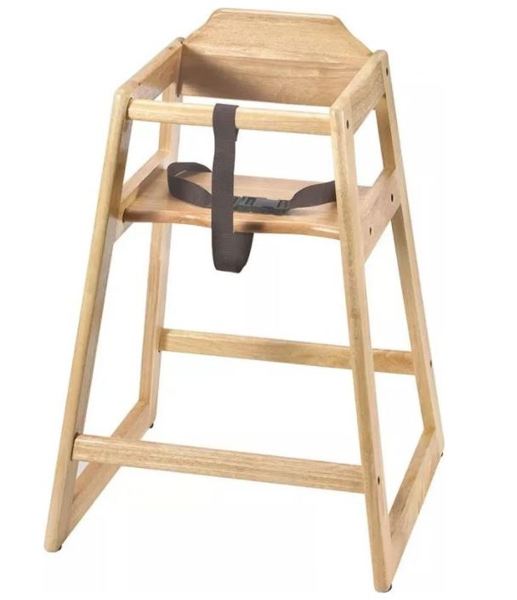 Browne Foodservice 80973 High Chair Natural Wood 27.3 Inch Height Unassembled