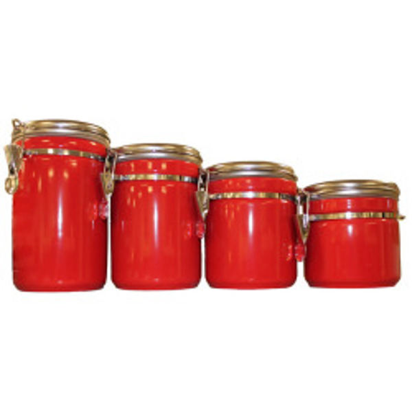 Anchor Hocking 03923REDL2 Canister Set 4Pc Ceramic Red